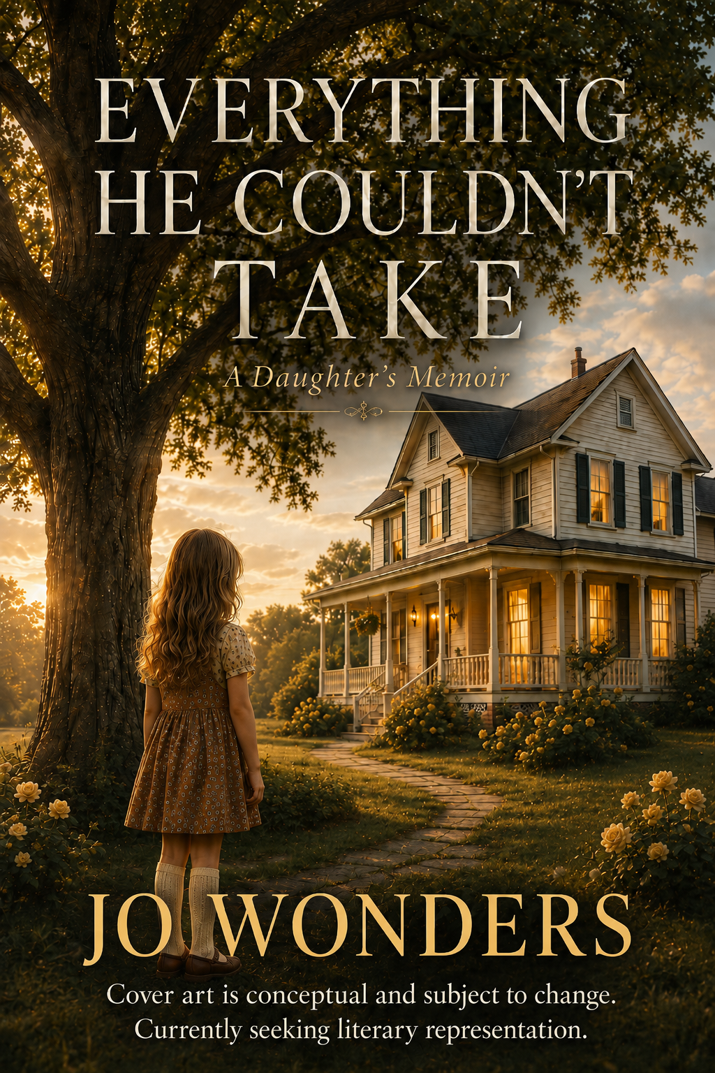 Conceptual cover for Everything He Couldn't Take: A Daughter's Memoir by Jo Wonders
